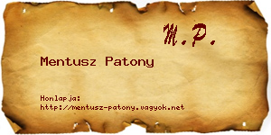 Mentusz Patony névjegykártya